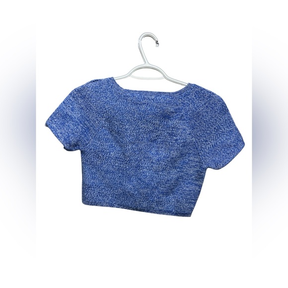 Alice + Olivia Solange Herringbone Knit Merino Wool Sweater Crop Top - Picture 6 of 7